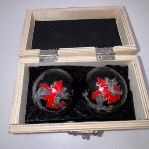 Baoding Balls Chinese Health Massage Exercise Stress Balls Black Dragon